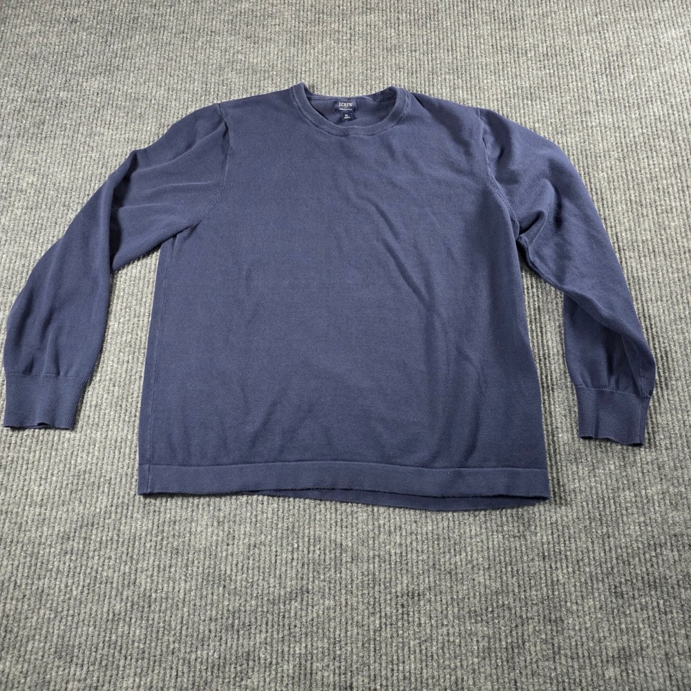 J.Crew Mens XL Navy Blue 100% Cotton Crewneck Lightweight Knit Sweater